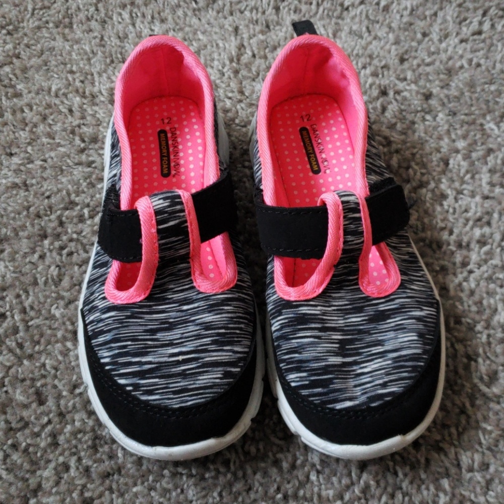 Pink and black shoes